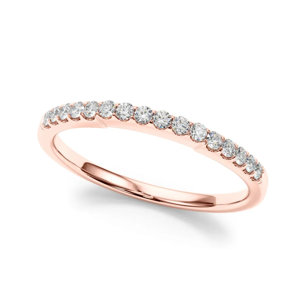 Round Diamond Pavé Half-Eternity Band with Shared Prong Setting Rose gold