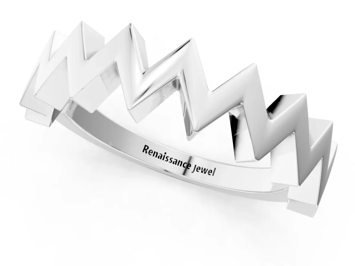Zigzag Chevron Band Silver