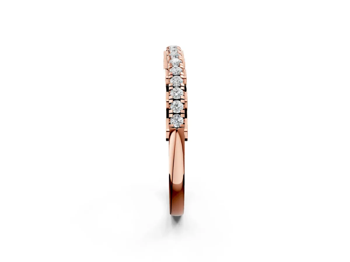 Round Cut Diamond Prong Set Eternity Band Rose gold