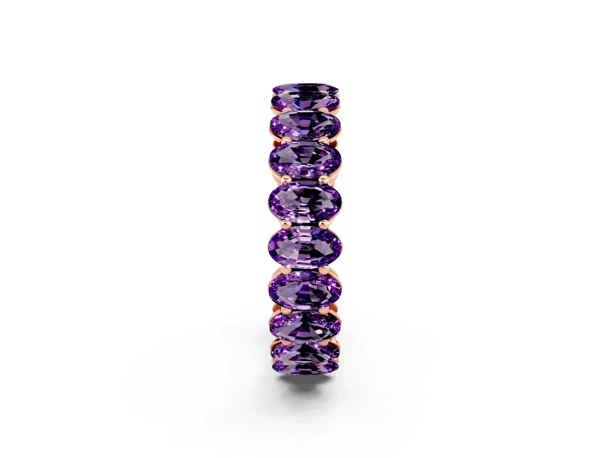 Oval Cut Amethyst Eternity Band with Shared Prong Setting Rose gold
