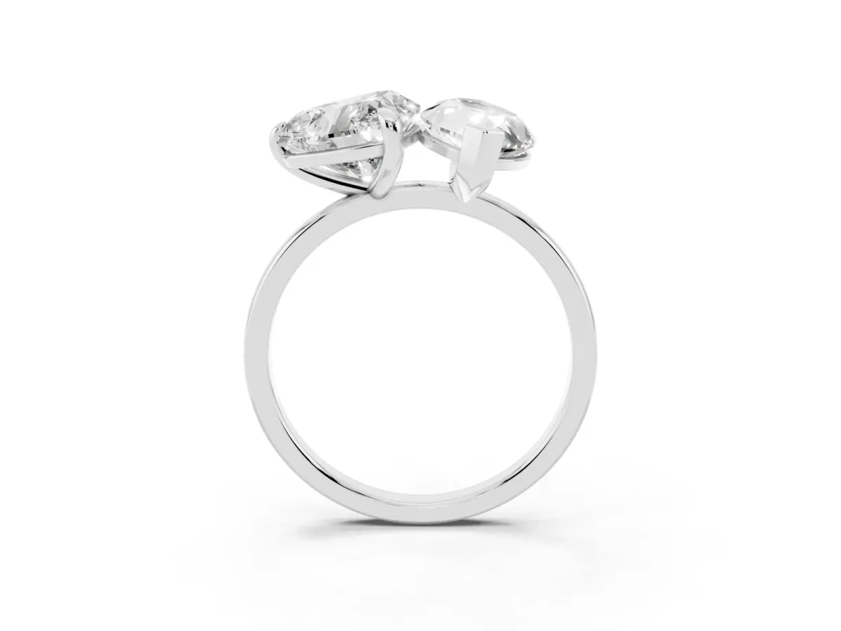 Heart and Marquise Toi Moi Ring with Prong Setting and Micro Pave Band Platinum