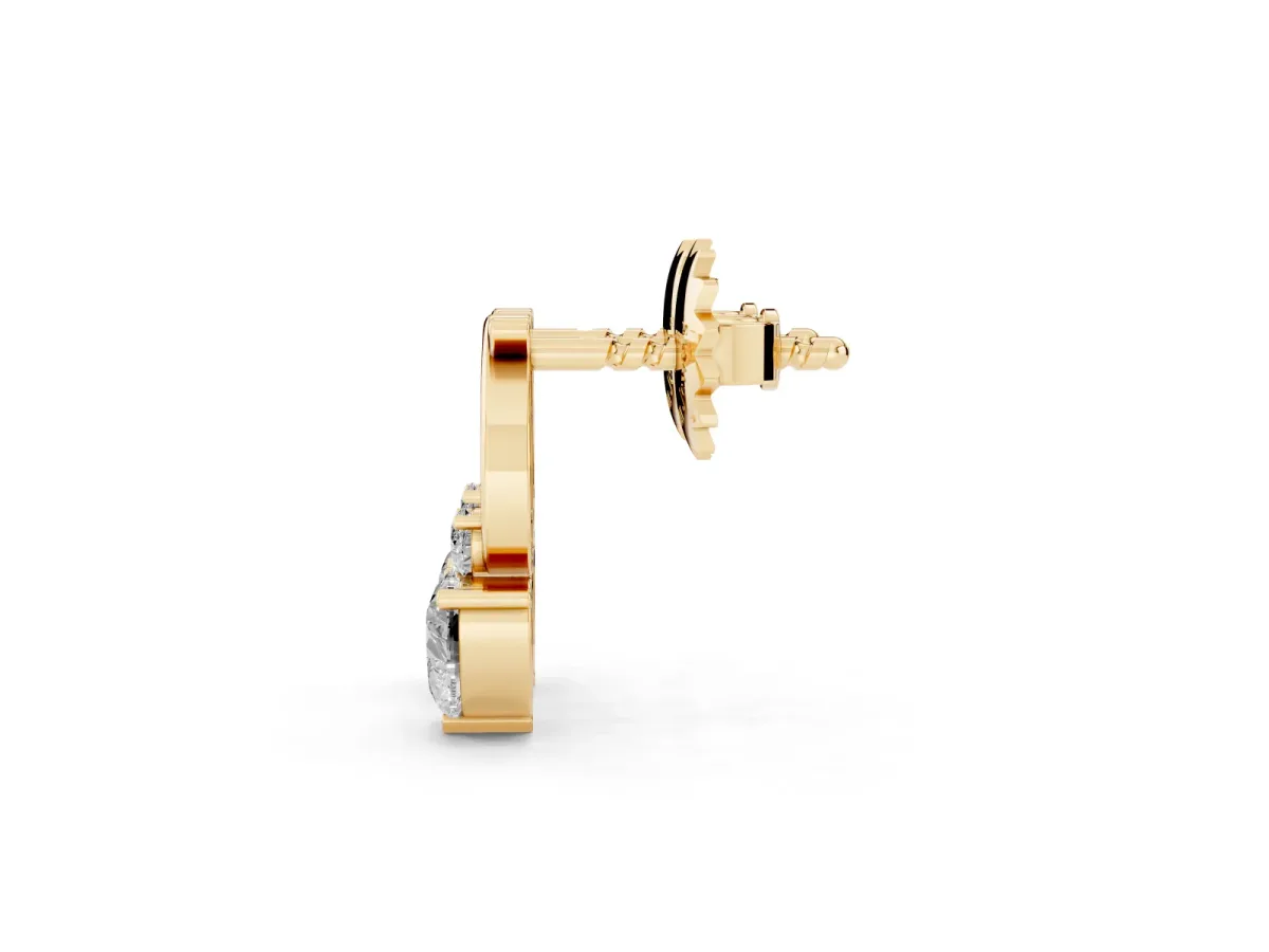 Heart Diamond Ribbon Drop Earrings with Diamond Accent Yellow gold