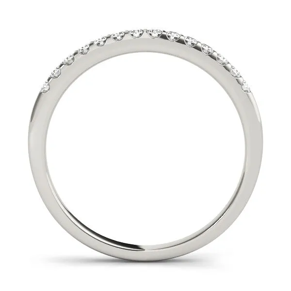 Round Diamond Half Eternity Pave Band with Shared Prong Setting Silver