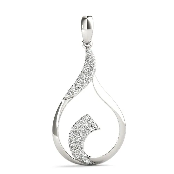 Pavé Round Diamond Twist Pendant White gold