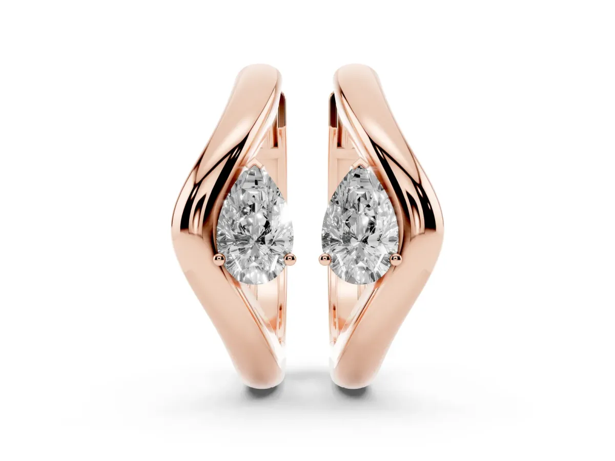 Pear Diamond Silhouette Hoop Earrings Rose gold