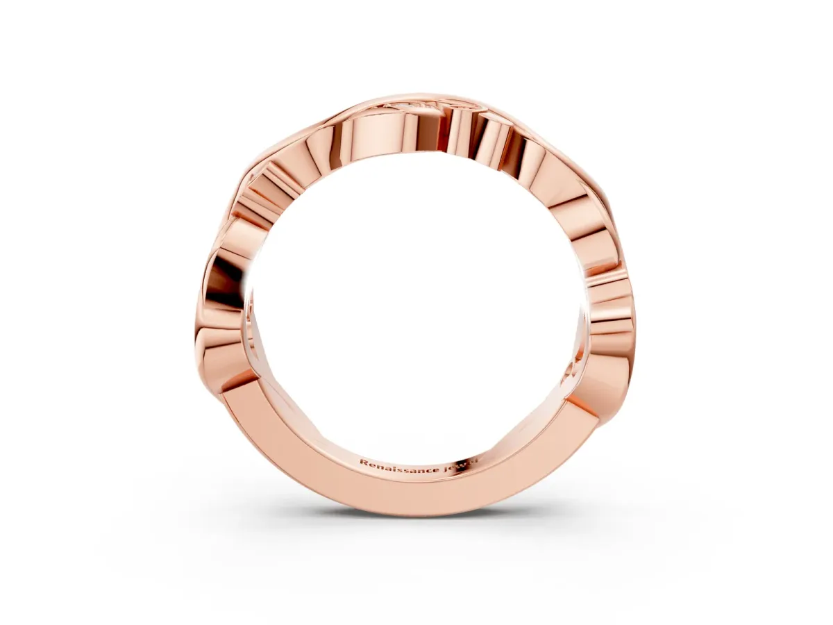 Marquise Diamond Vine Eternity Band with Bezel Setting Rose gold