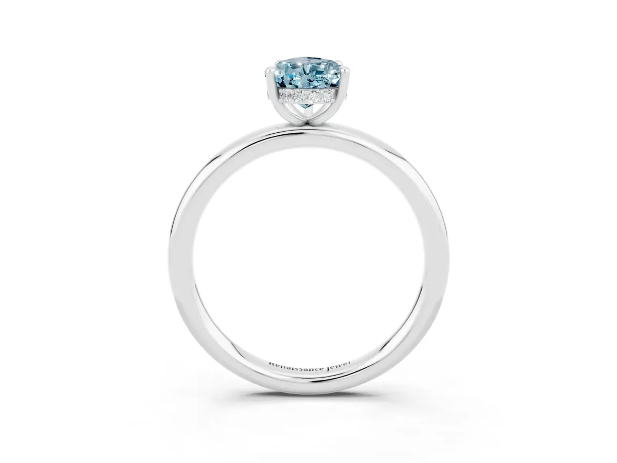 Pear Cut Aquamarine Solitaire Ring with Thin Band and Four-Prong Setting Silver