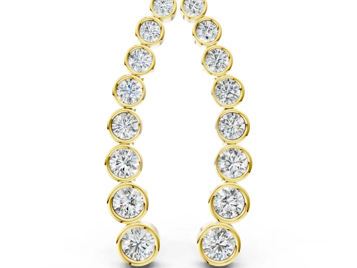 Bezel-Set Round Diamond Climber Earrings Yellow gold