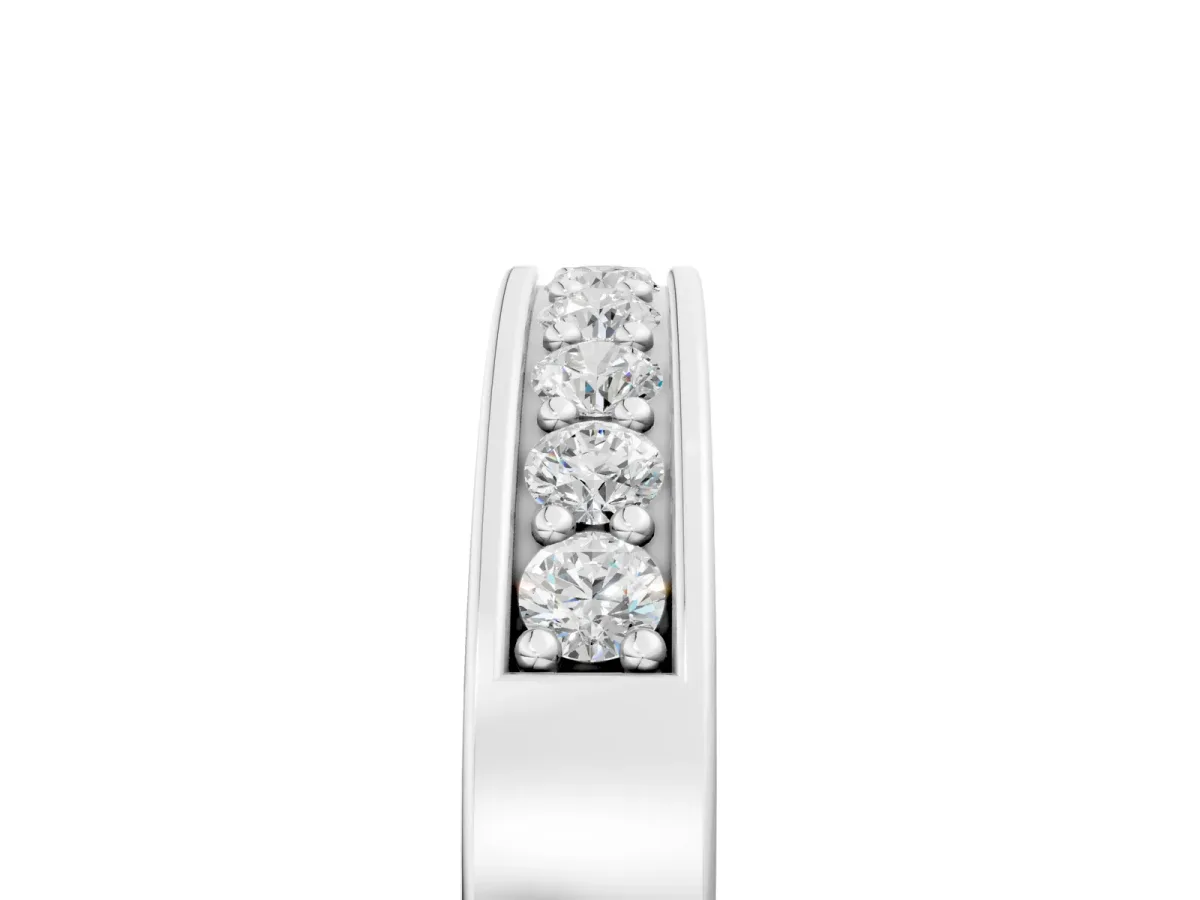 Channel-Set Round Diamond Eternity Band with Shared Prong Setting White gold