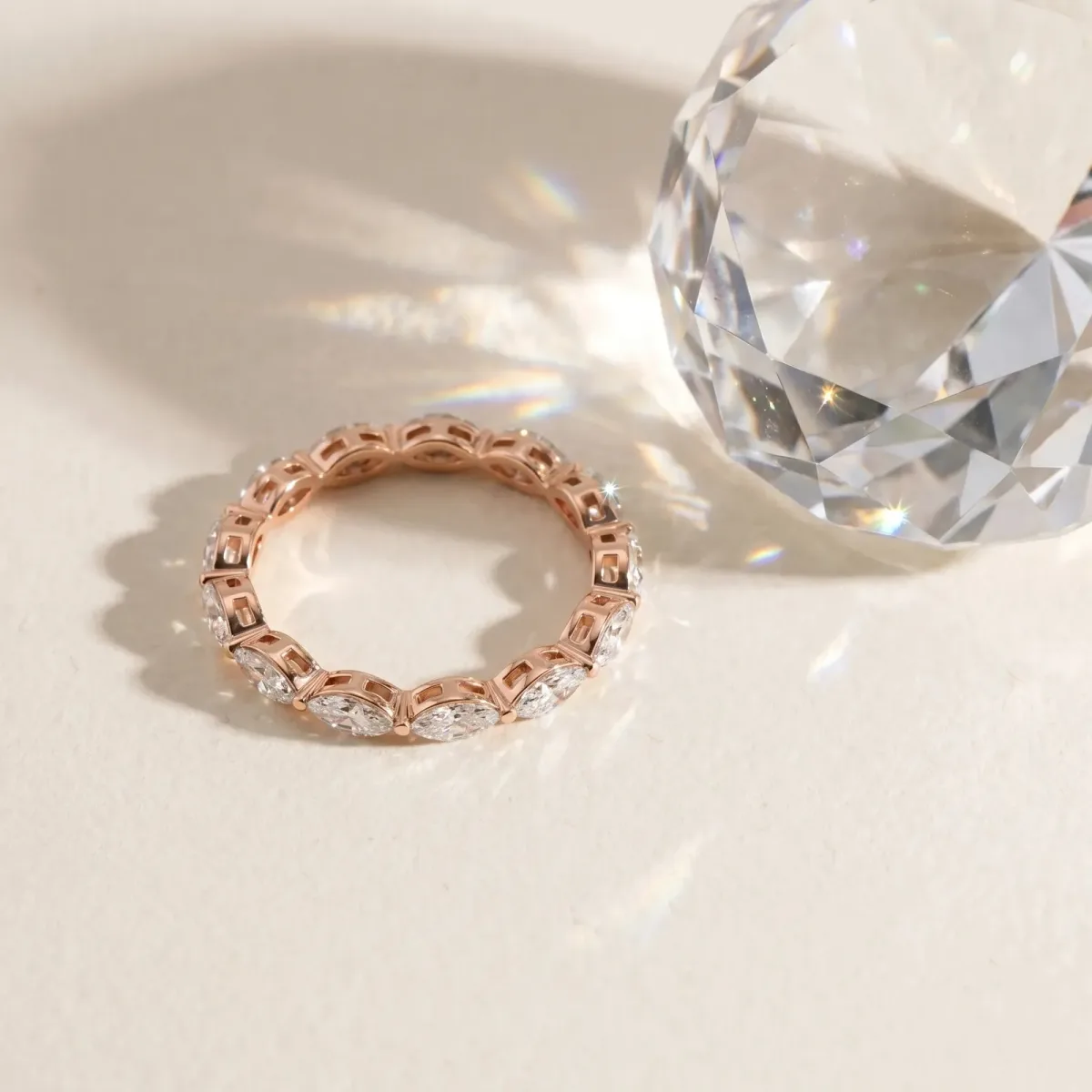 Marquise Diamond Eternity Band with U-Prong Setting Rose gold