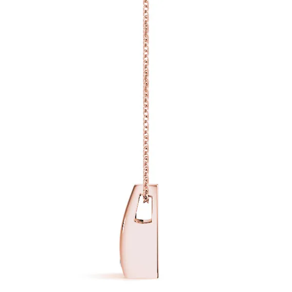 Round Bezel Solitaire Pendant with V-Prong Setting Rose gold