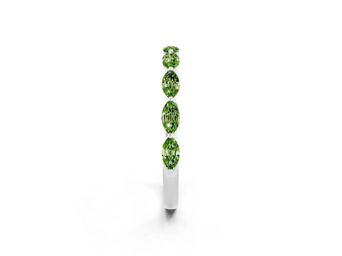 Marquise Peridot Half Eternity Band with Prong Setting Platinum