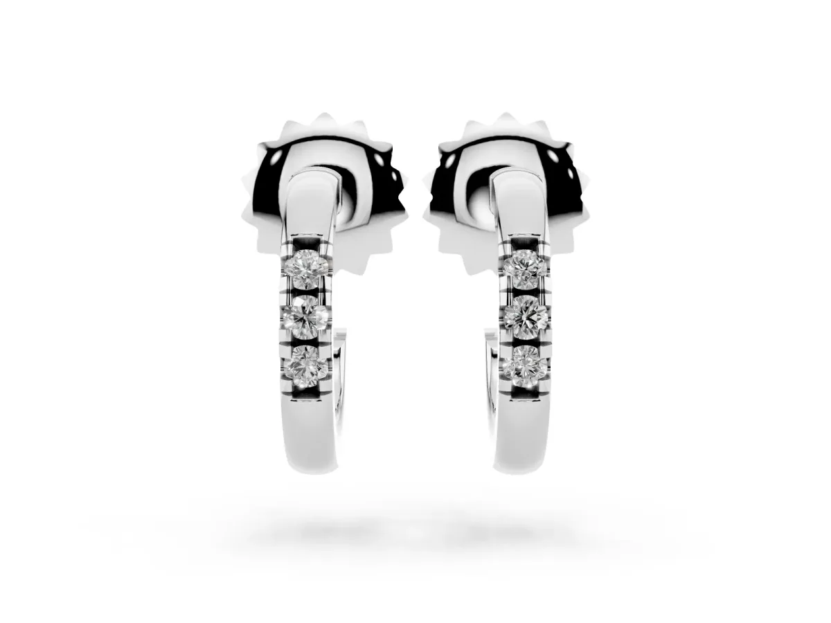 Round Diamond Petite Huggie Hoop Earrings Platinum