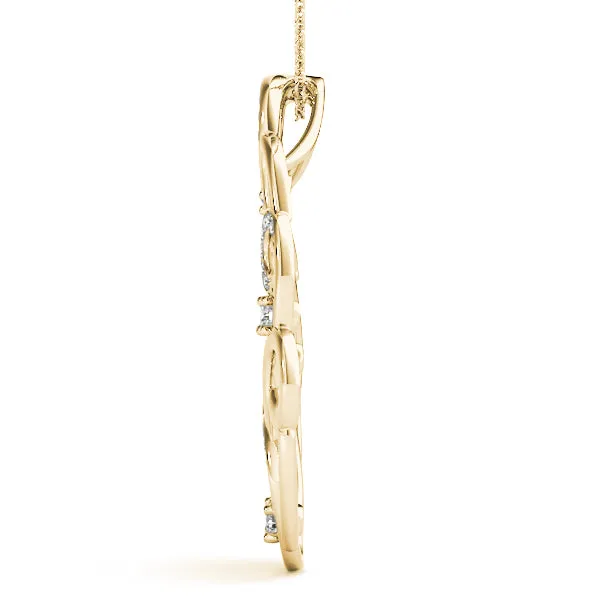 Pavé Diamond Round Pendant with Four-Prong Setting Yellow gold