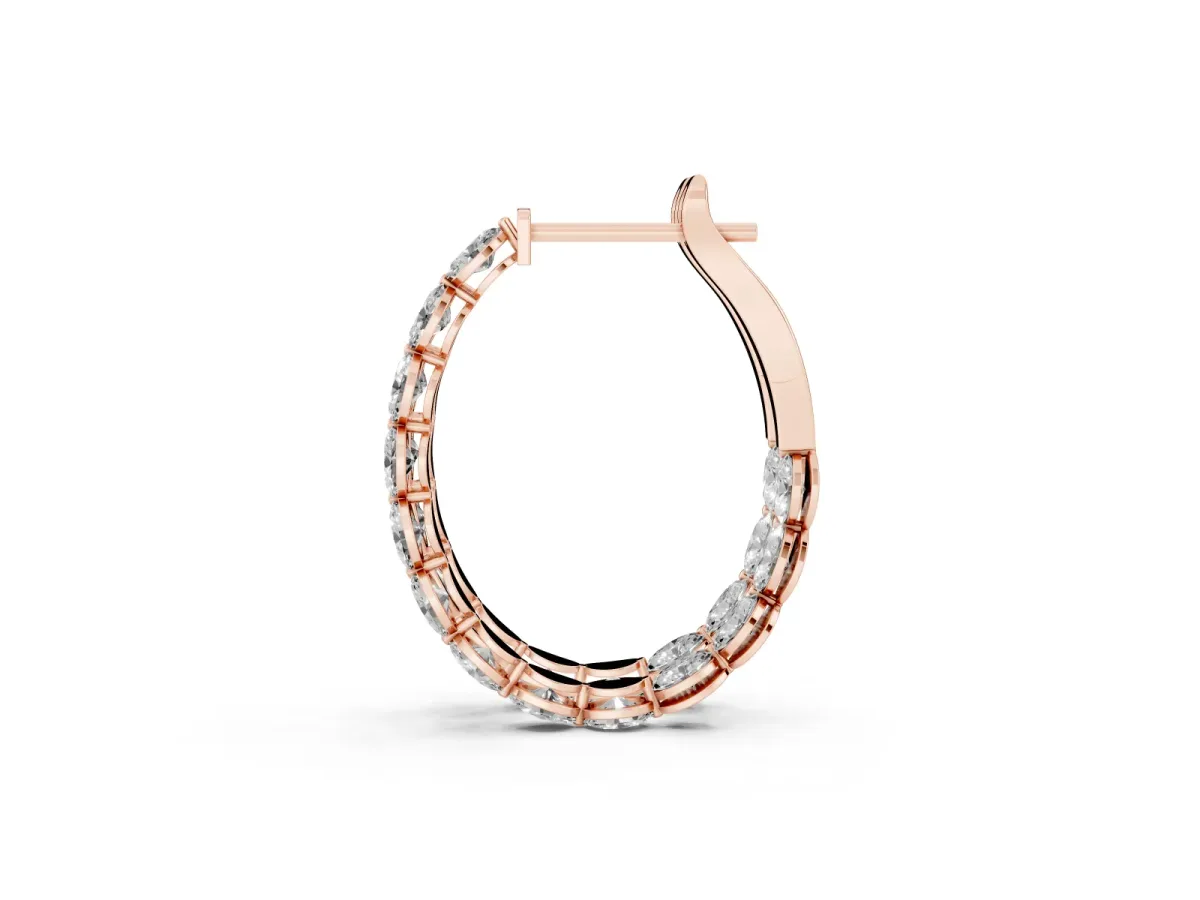 Oval Cut Diamond Inside-Out Hoop Earrings Rose gold