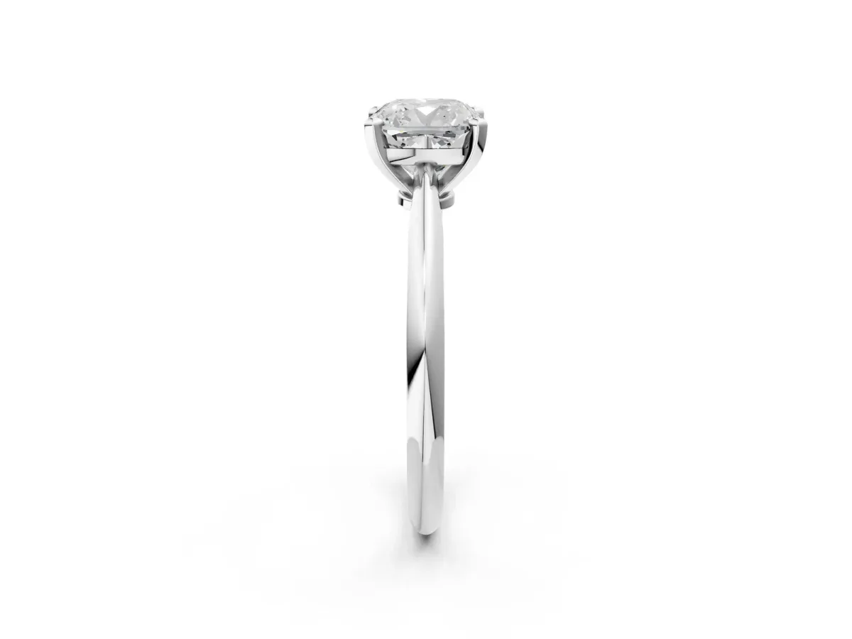 Cushion Cut Diamond Solitaire Engagement Ring with Classic Band and Four-Prong Setting Silver
