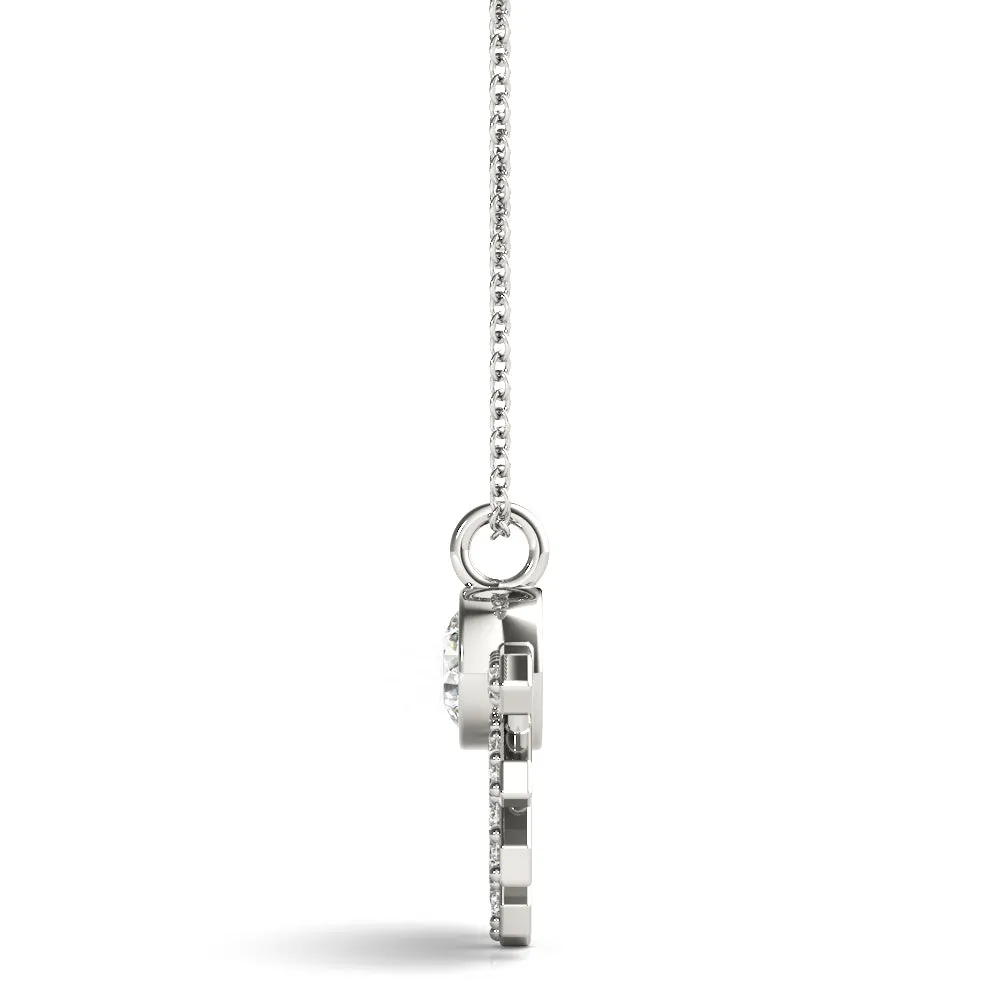 Round Brilliant Halo Fan Pendant Silver