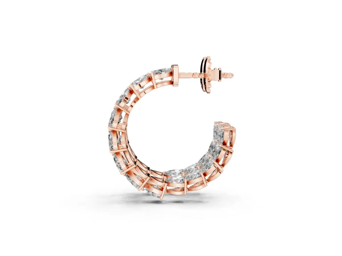 Heart Diamond Huggie Hoop Earrings Rose gold