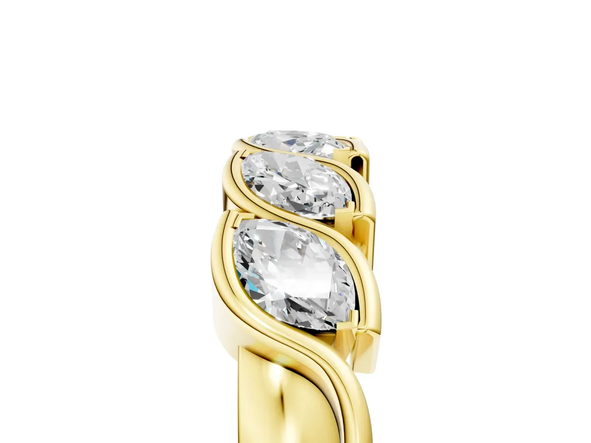 Marquise Diamond Wave Band with Channel Setting Yellow gold