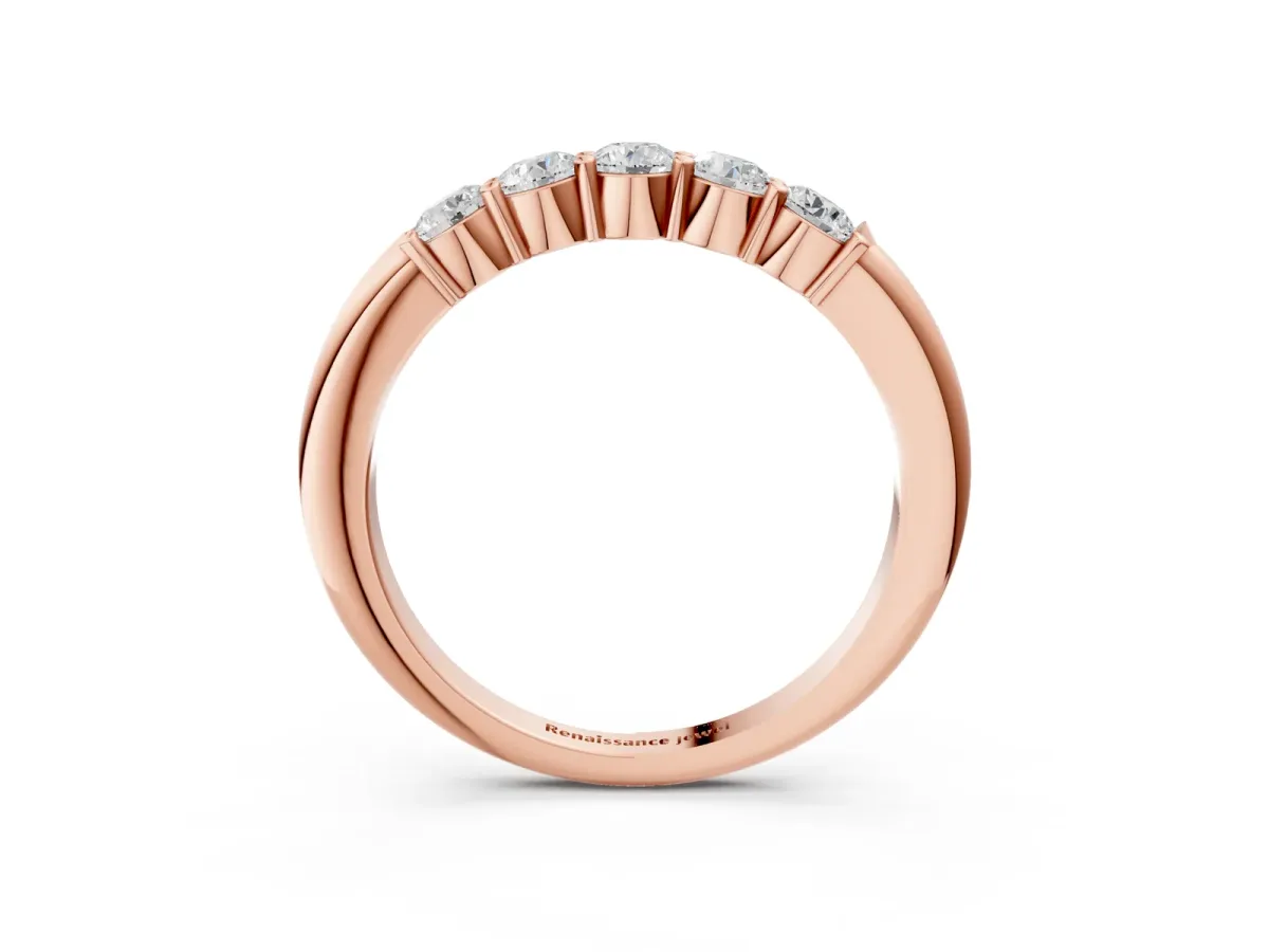 Five-Stone Round Diamond Prong Set Half-Eternity Band Rose gold