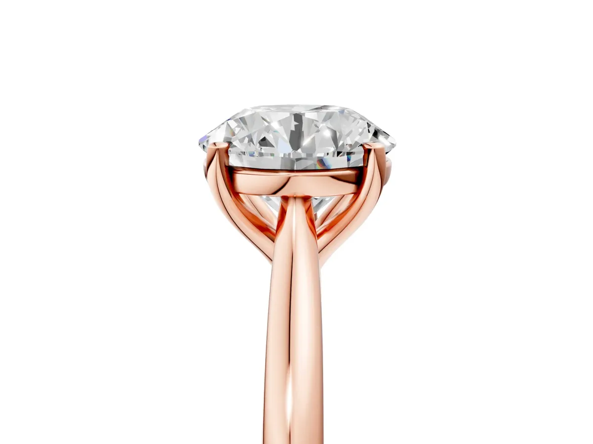 Round Cut Cut Solitaire Ring with Cathedral Band and Four-Prong Setting Rose gold