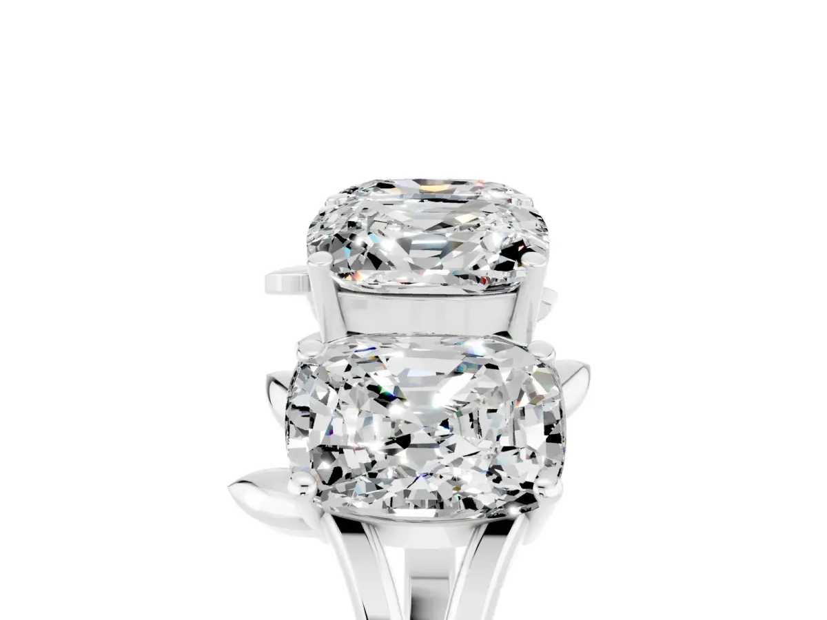 Emerald Cut Moissanite Prong-Set Half Eternity Band Silver