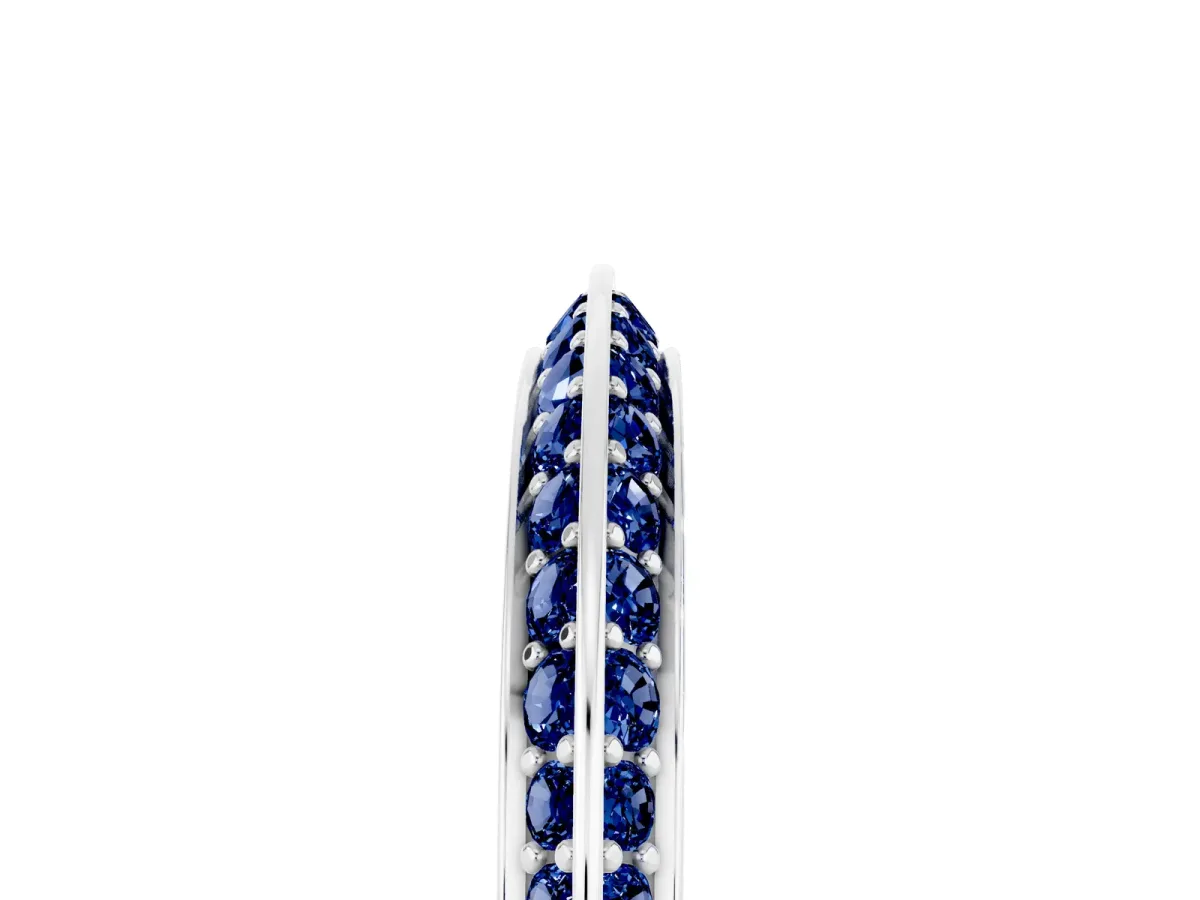 Double Row Pavé Round Blue Sapphire Eternity Band with Channel Setting Platinum