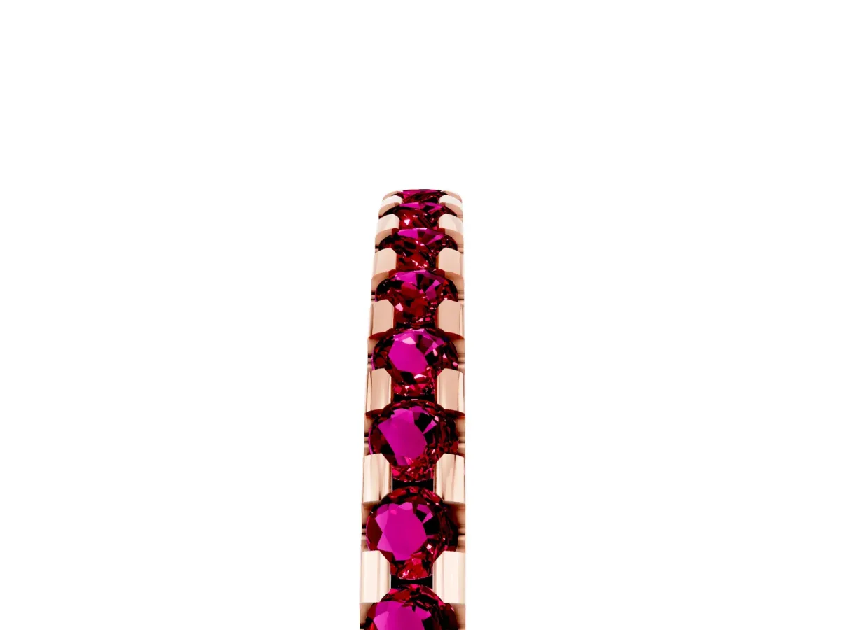 Round Garnet Pavé Set Eternity Band with Micro Prong Setting Rose gold