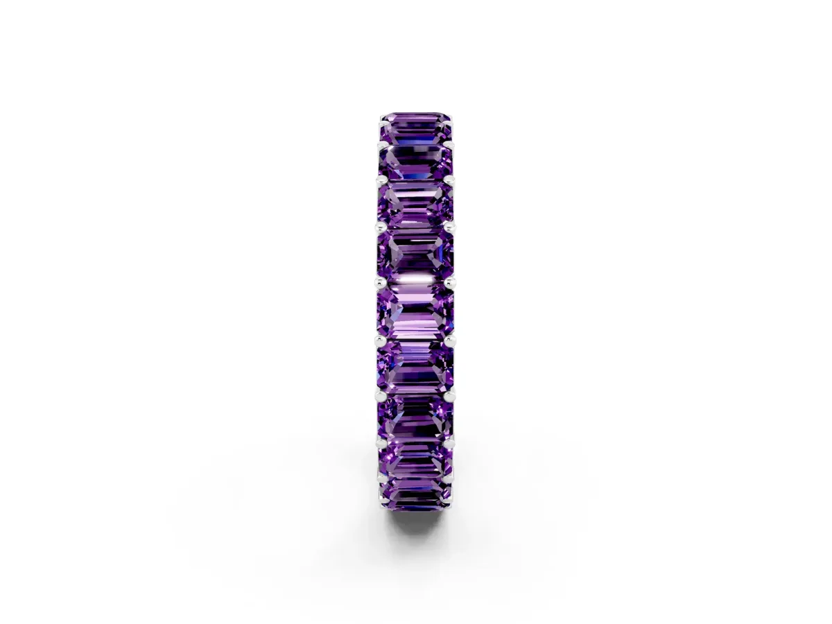 Emerald Cut Amethyst Eternity Band with Shared Prong Setting Platinum