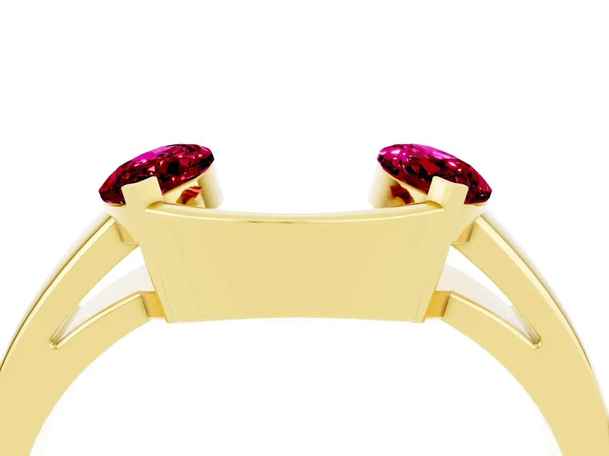 Marquise Garnet Open Band Ring with Tension Setting Yellow gold