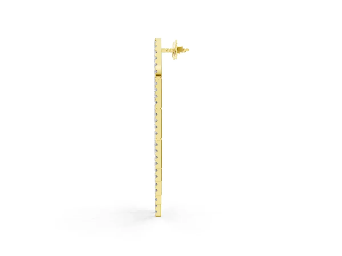Round Diamond Pavé Waterfall Drop Earrings Yellow gold