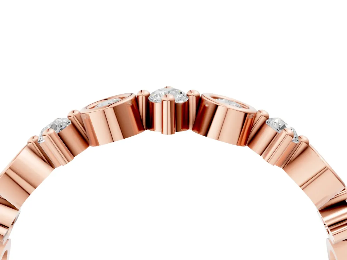 Bezel and Prong Set Round Diamond Half Eternity Band Rose gold