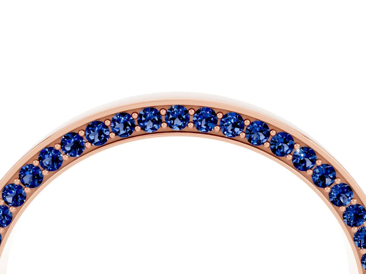 Pavé Round Blue Sapphire Channel Set Band Rose gold
