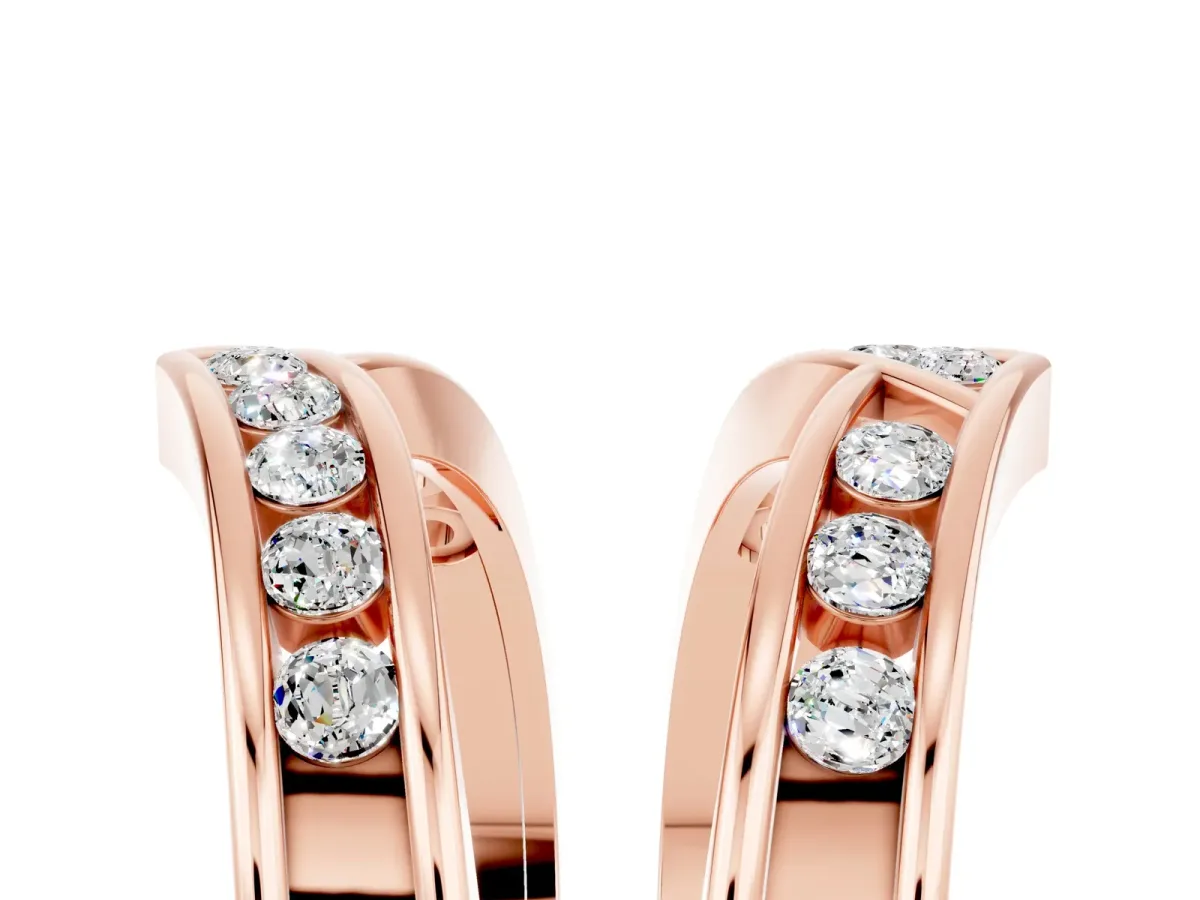 Round Moissanite Channel-Set Chevron Band Rose gold