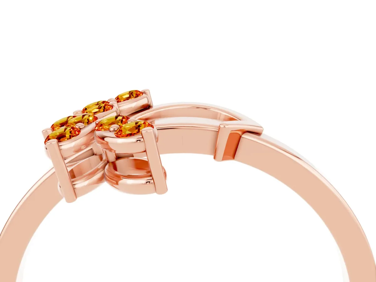 Marquise Citrine Cluster Bypass Ring with Prong Setting Rose gold