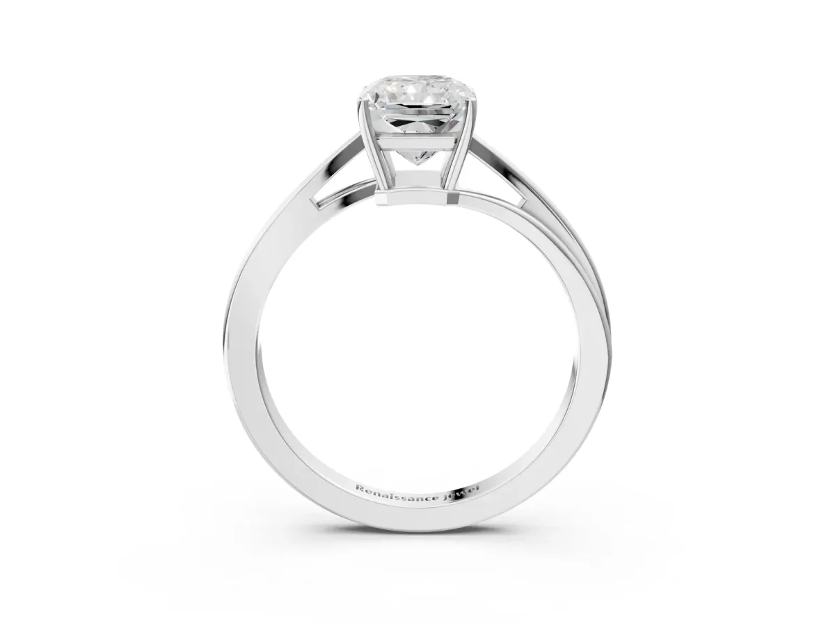 Radiant Cut Cut Solitaire Twist Band Ring with Four-Prong Setting Platinum