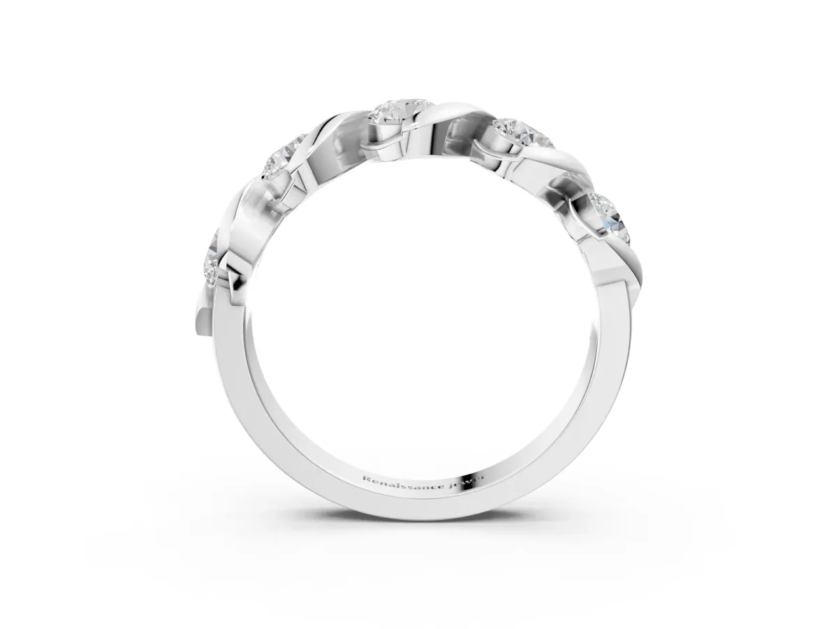 Round Diamond Eternity Band with Twist Prong Setting Silver