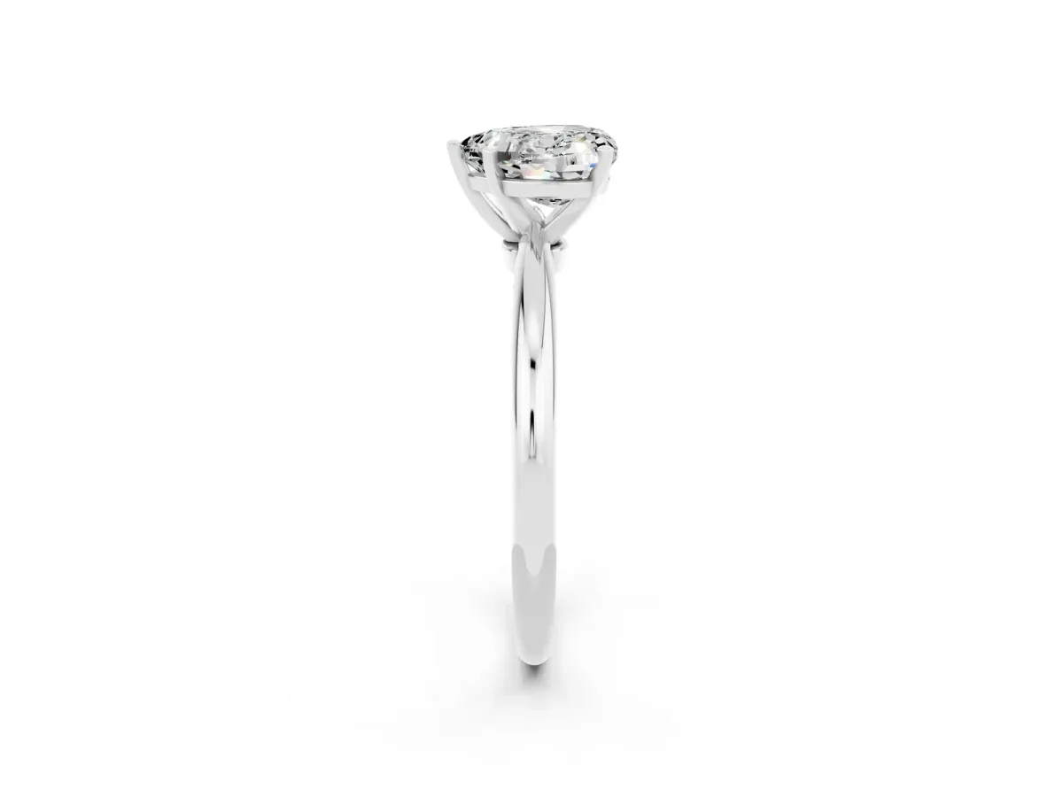 Heart Cut Moissanite Solitaire Ring with Six-Prong Setting and Classic Band Silver