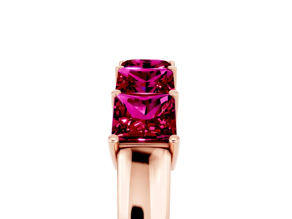 Princess Cut Five-Stone Garnet Band with Prong Setting Rose gold