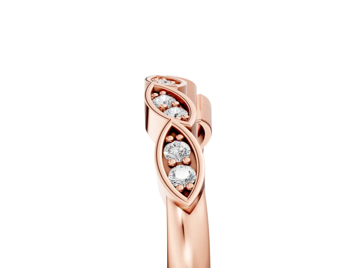 Marquise Diamond Leaf Eternity Band with Bezel Setting Rose gold