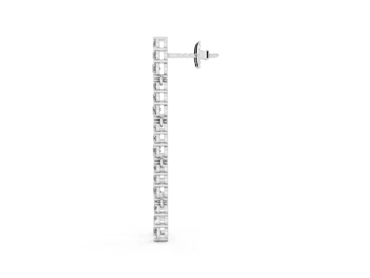 Round Diamond Graduated Dangle Earrings Platinum