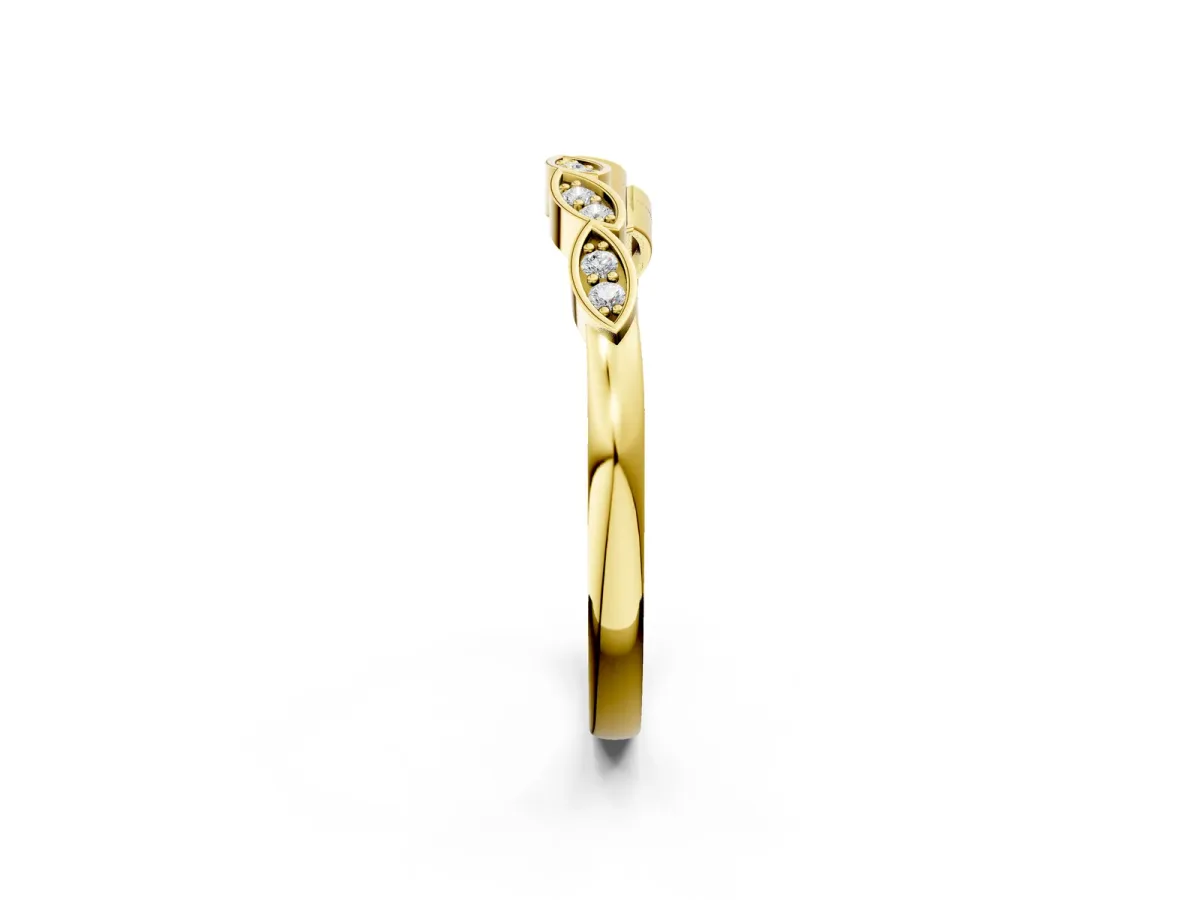 Marquise Diamond Leaf Eternity Band with Bezel Setting Yellow gold