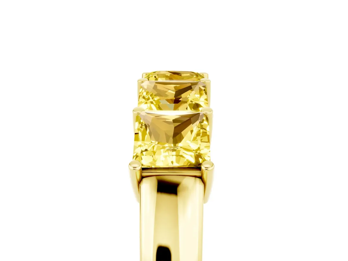 Princess Cut Five-Stone Yellow Sapphire Band with Prong Setting Yellow gold