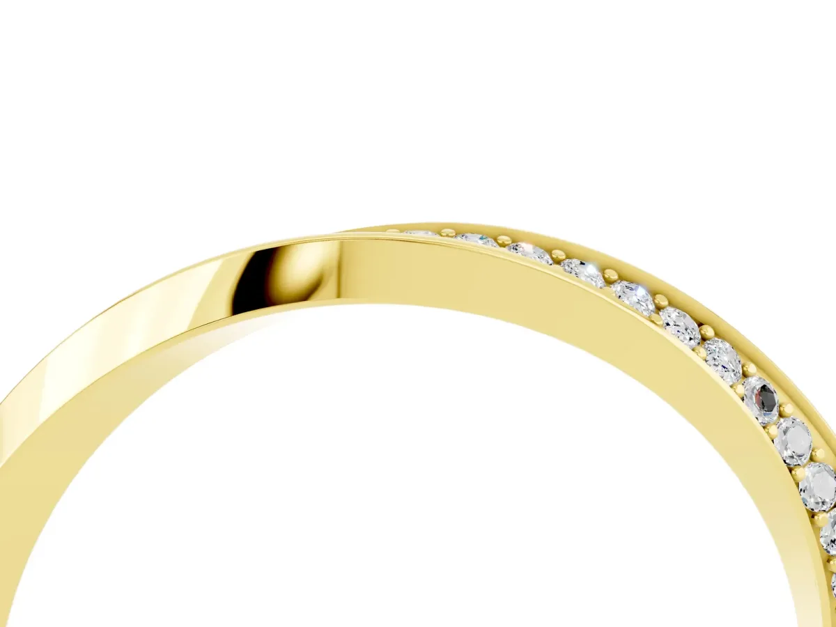 Pavé Round Moissanite Twist Band Yellow gold