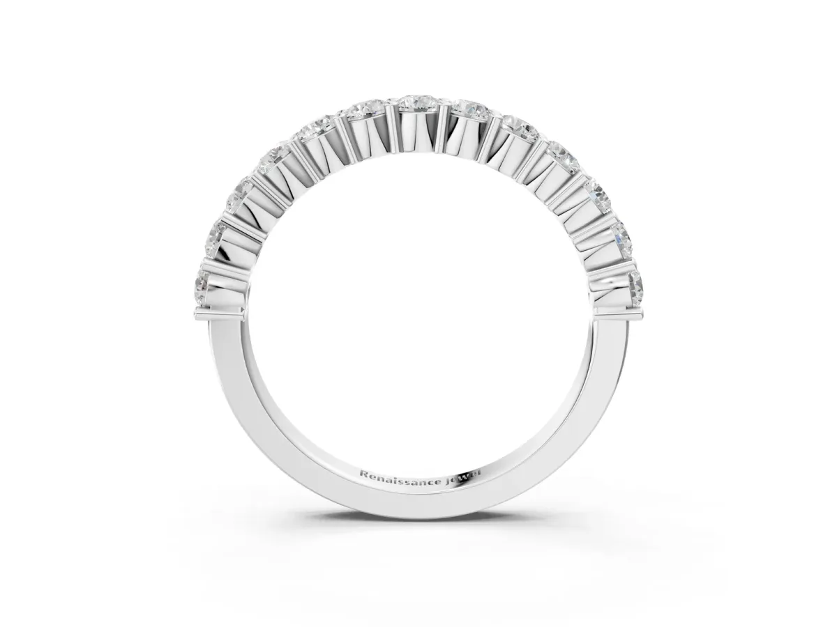 Alternating Round Diamond Promise Ring with Round Diamond Accents Platinum