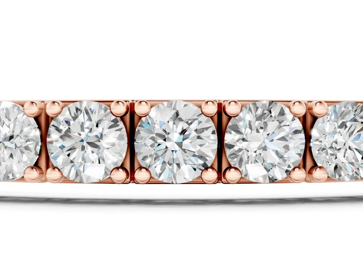 Round Diamond Tennis Bracelet with Prong Setting Rose gold
