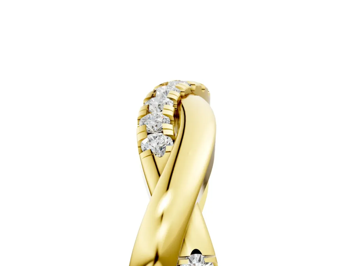Twisted Pavé Round Diamond Infinity Band Yellow gold