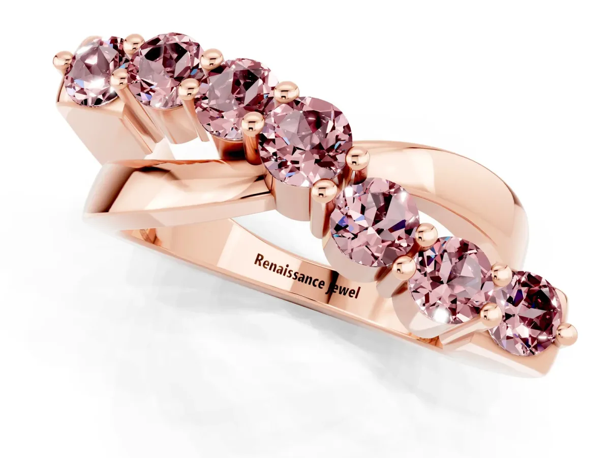 Round Morganite Prong-Set Crossover Band Rose gold