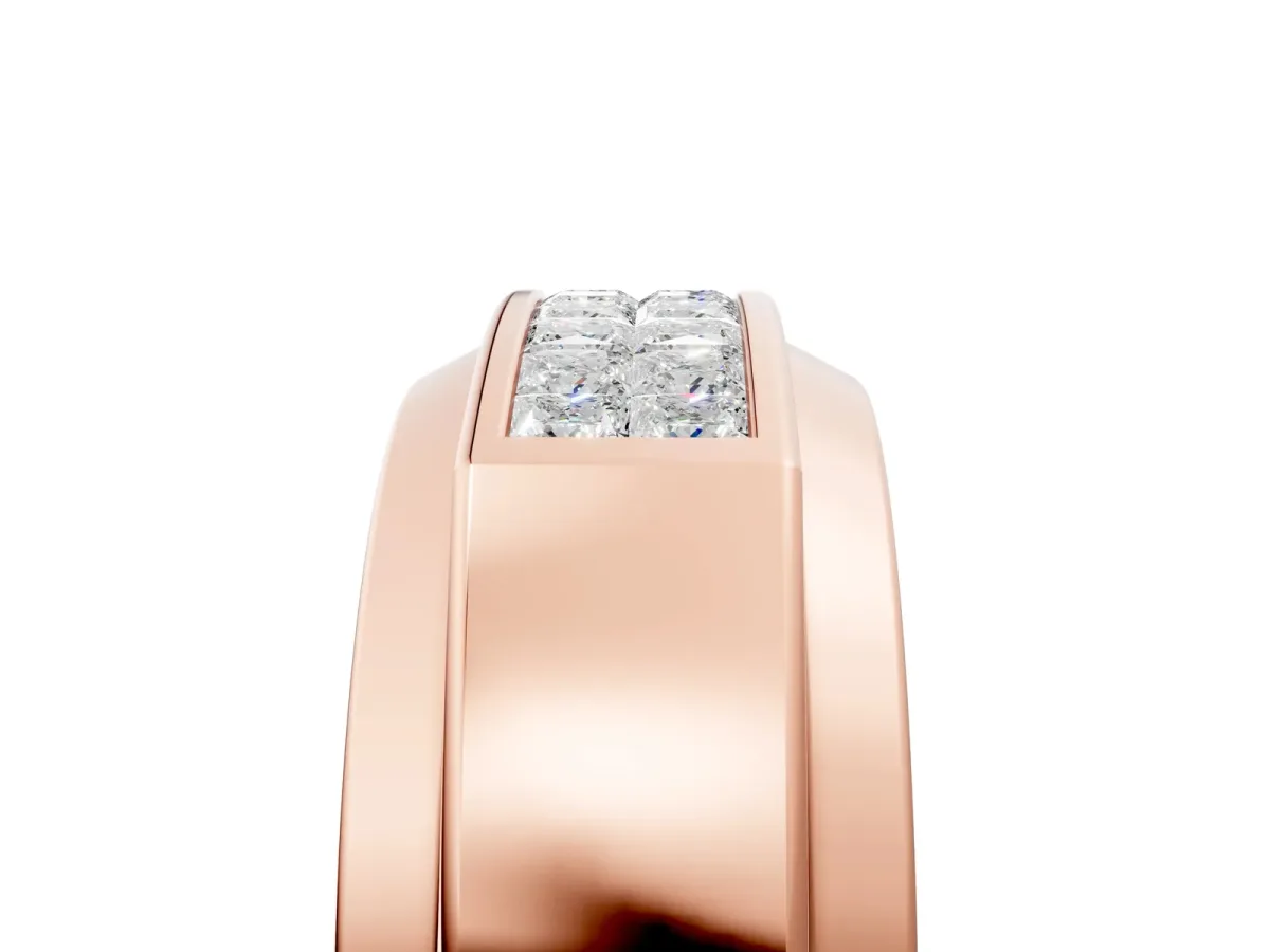Princess Diamond Pavé Panel Mens Band Rose gold