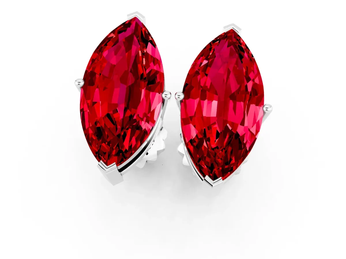 Marquise Cut Ruby Stud Earrings Platinum